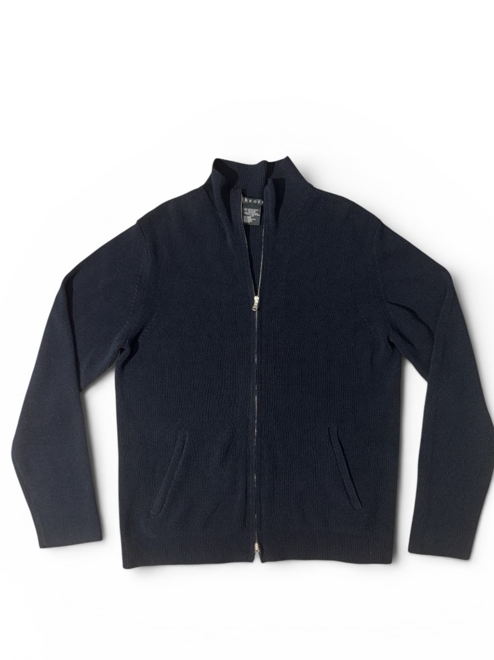 Theory Large New Men's Black Zip-Up Sweater